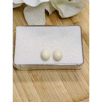 4.08 Ct.Tw.Total Carat Weight Salmon and White Cabochon Coral Pair from Italy Life Style