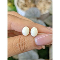 4.08 Ct.Tw.Total Carat Weight Salmon and White Cabochon Coral Pair from Italy Life Style