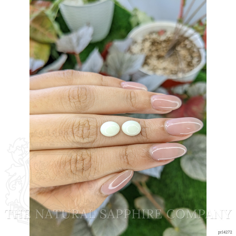 4.08 Ct.Tw. Salmon and White Cabochon Coral Pair from Italy
