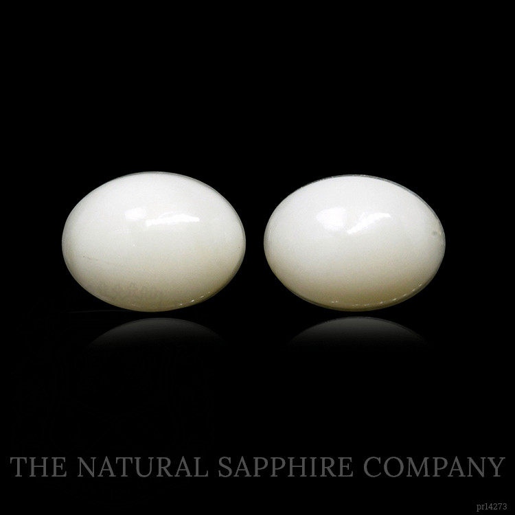 4.03 Ct.Tw. Salmon and White Cabochon Coral Pair from Italy