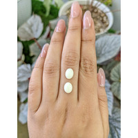 4.03 Ct.Tw.Total Carat Weight Salmon and White Cabochon Coral Pair from Italy Life Style