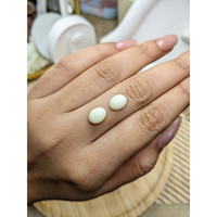 4.03 Ct.Tw.Total Carat Weight Salmon and White Cabochon Coral Pair from Italy Life Style