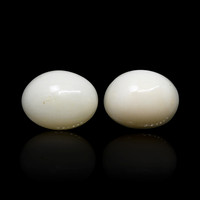 4.28 Ct.Tw.Total Carat Weight Salmon and White Cabochon Coral Pair from Italy Image