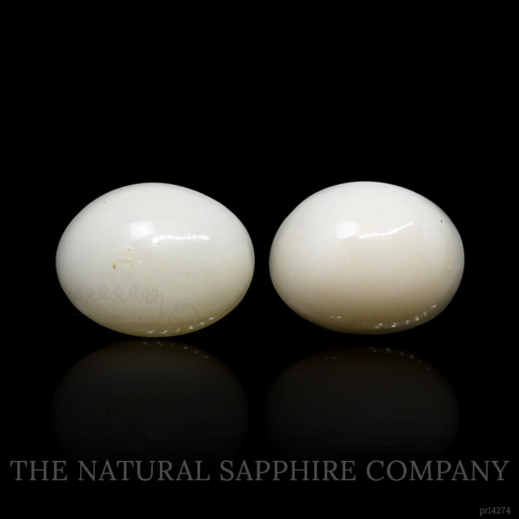 4.28 Ct.Tw. Salmon and White Cabochon Coral Pair from Italy