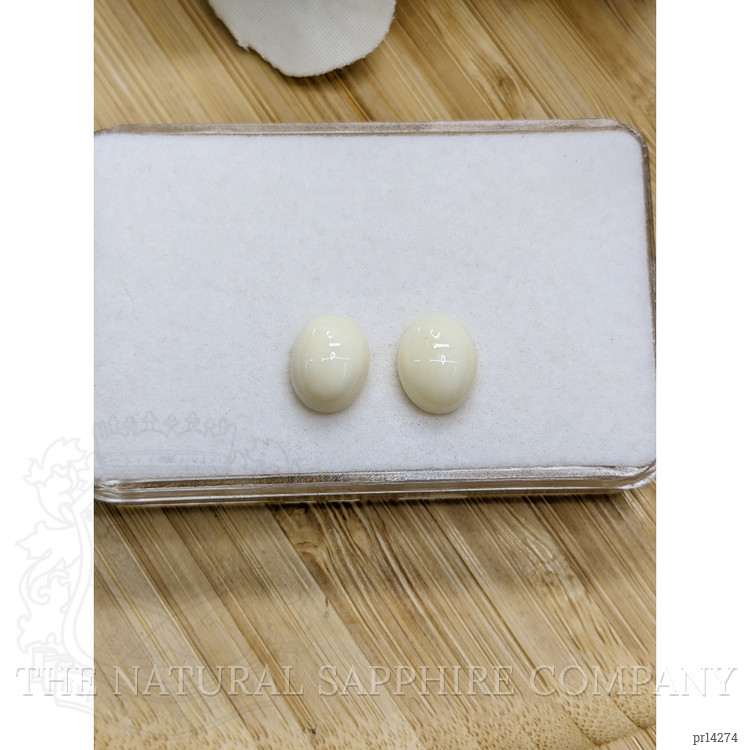 4.28 Ct.Tw. Salmon and White Cabochon Coral Pair from Italy