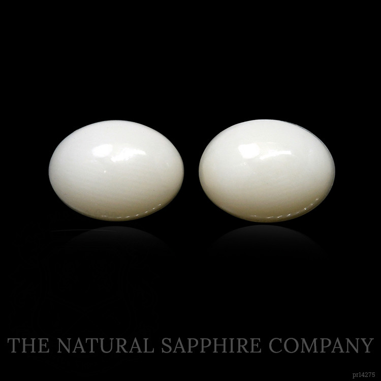 3.94 Ct.Tw. Salmon and White Cabochon Coral Pair from Italy