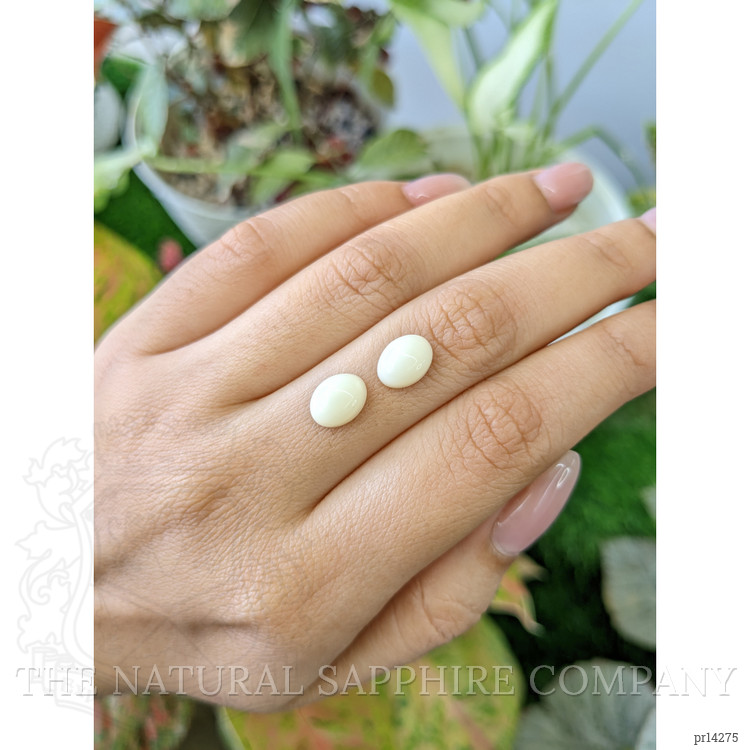 3.94 Ct.Tw. Salmon and White Cabochon Coral Pair from Italy