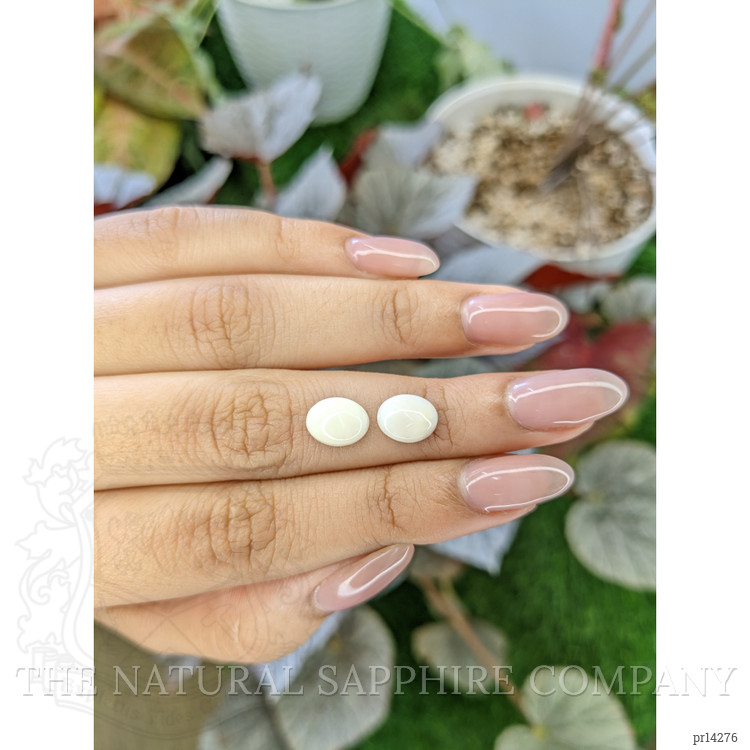 3.06 Ct.Tw. Salmon and White Cabochon Coral Pair from Italy