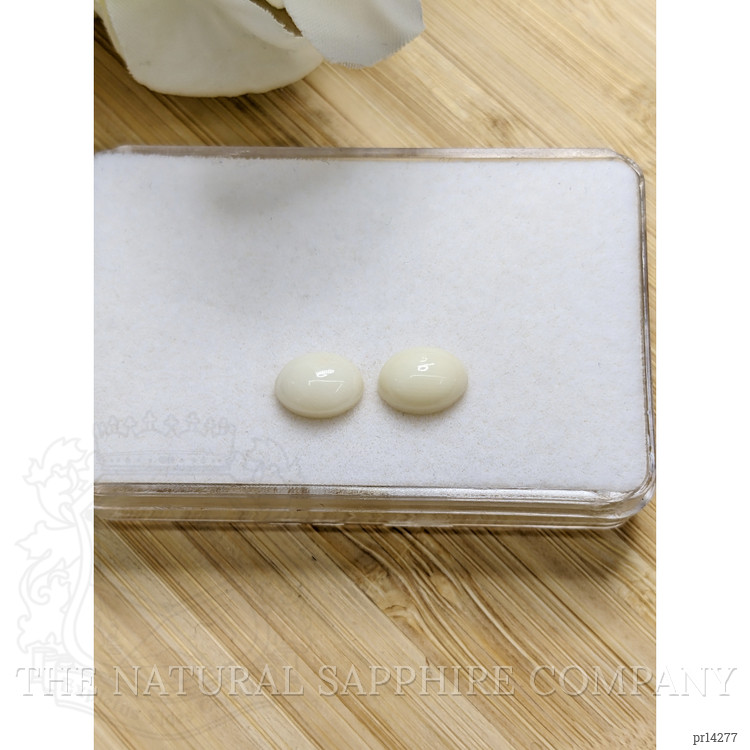 2.34 Ct.Tw. Salmon and White Cabochon Coral Pair from Italy