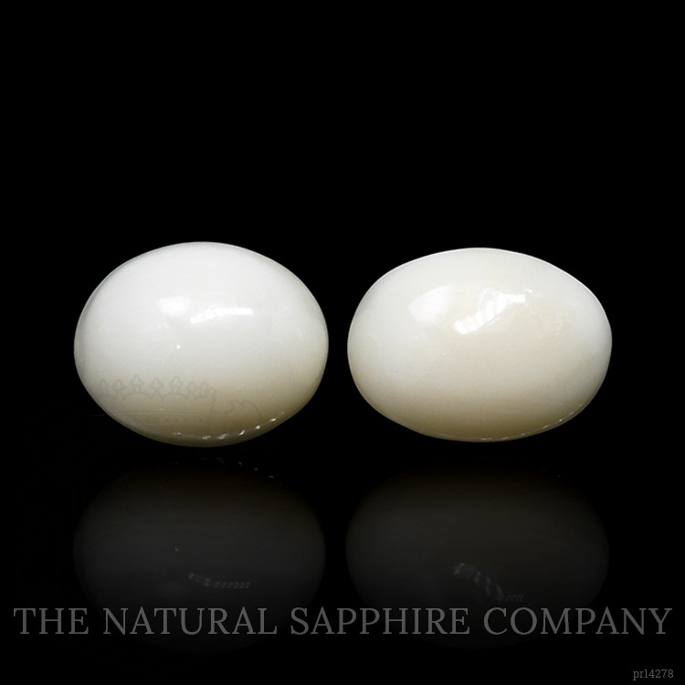 3.91 Ct.Tw. Salmon and White Cabochon Coral Pair from Italy