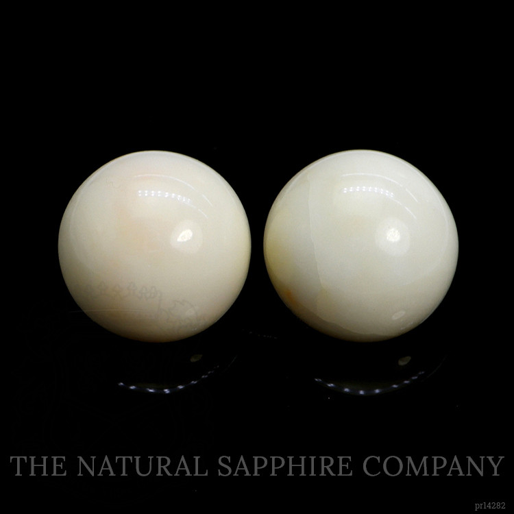 31.54 Ct.Tw. Salmon and White Cabochon Coral Pair from Italy