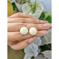 31.54&nbsp;Ct.Tw.Total Carat Weight Salmon and White Cabochon Coral Pair from Italy Life Style