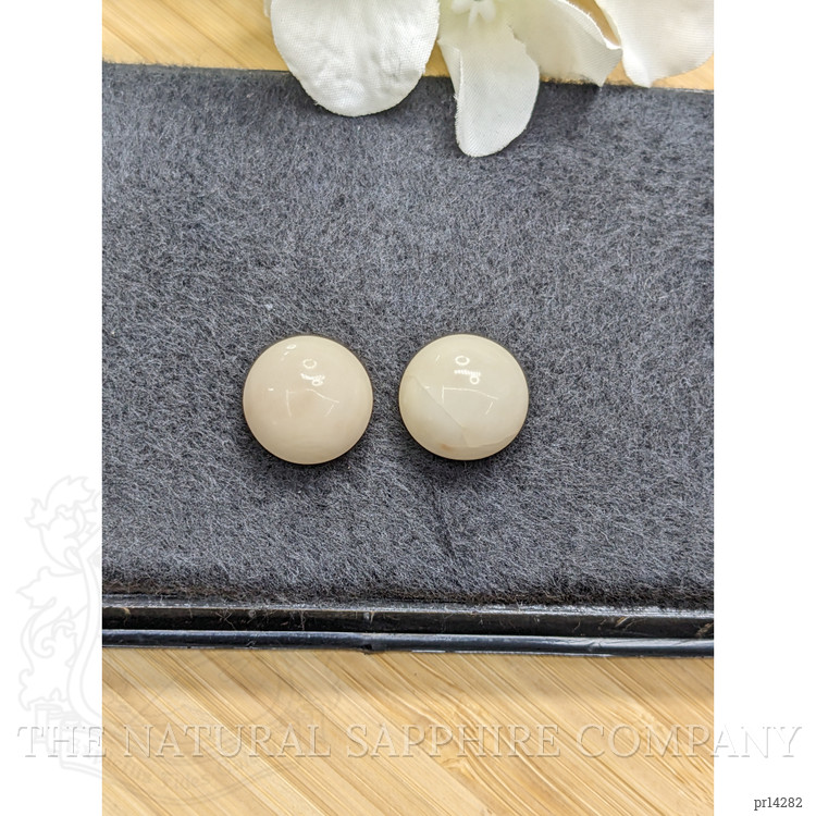 31.54 Ct.Tw. Salmon and White Cabochon Coral Pair from Italy