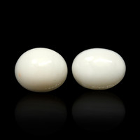 4.35 Ct.Tw.Total Carat Weight Salmon and White Cabochon Coral Pair from Italy Image