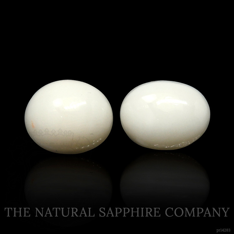 4.35 Ct.Tw. Salmon and White Cabochon Coral Pair from Italy