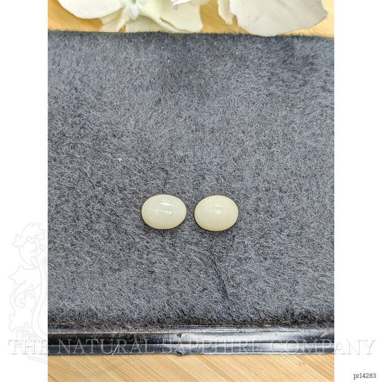 4.35 Ct.Tw. Salmon and White Cabochon Coral Pair from Italy