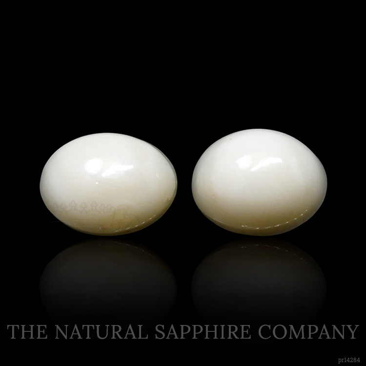 4.42 Ct.Tw. Salmon and White Cabochon Coral Pair from Italy