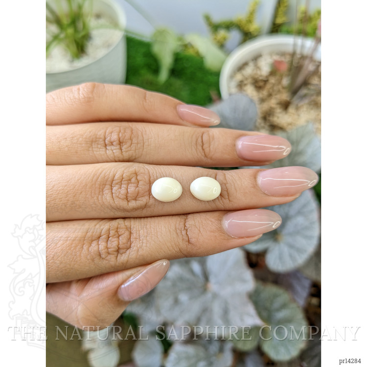 4.42 Ct.Tw. Salmon and White Cabochon Coral Pair from Italy