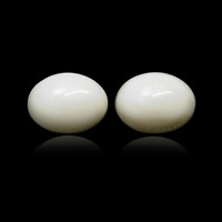 3.70 Ct.Tw.Total Carat Weight Salmon and White Cabochon Coral Pair from Italy Image
