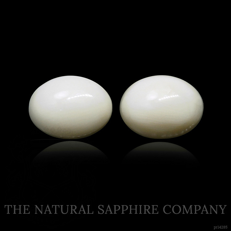 3.70 Ct.Tw. Salmon and White Cabochon Coral Pair from Italy