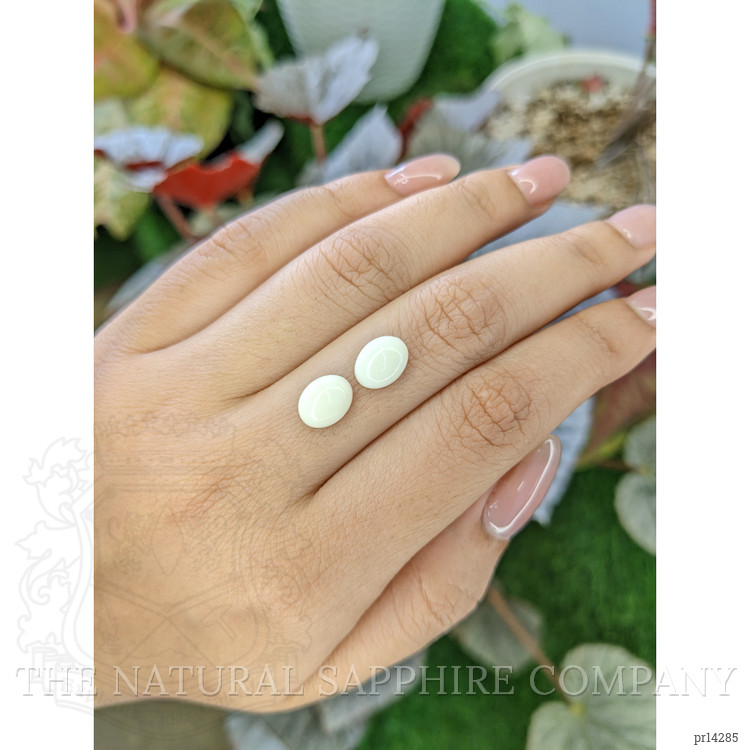 3.70 Ct.Tw. Salmon and White Cabochon Coral Pair from Italy