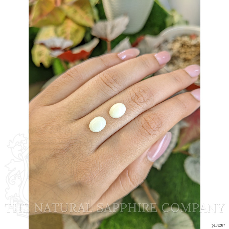 4.19 Ct.Tw. Salmon and White Cabochon Coral Pair from Italy