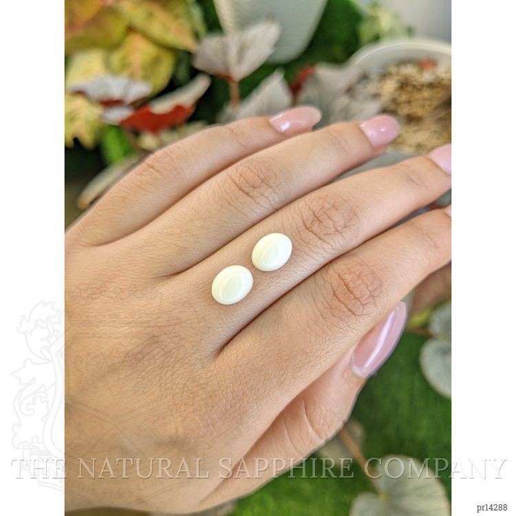4.30 Ct.Tw. Salmon and White Cabochon Coral Pair from Italy