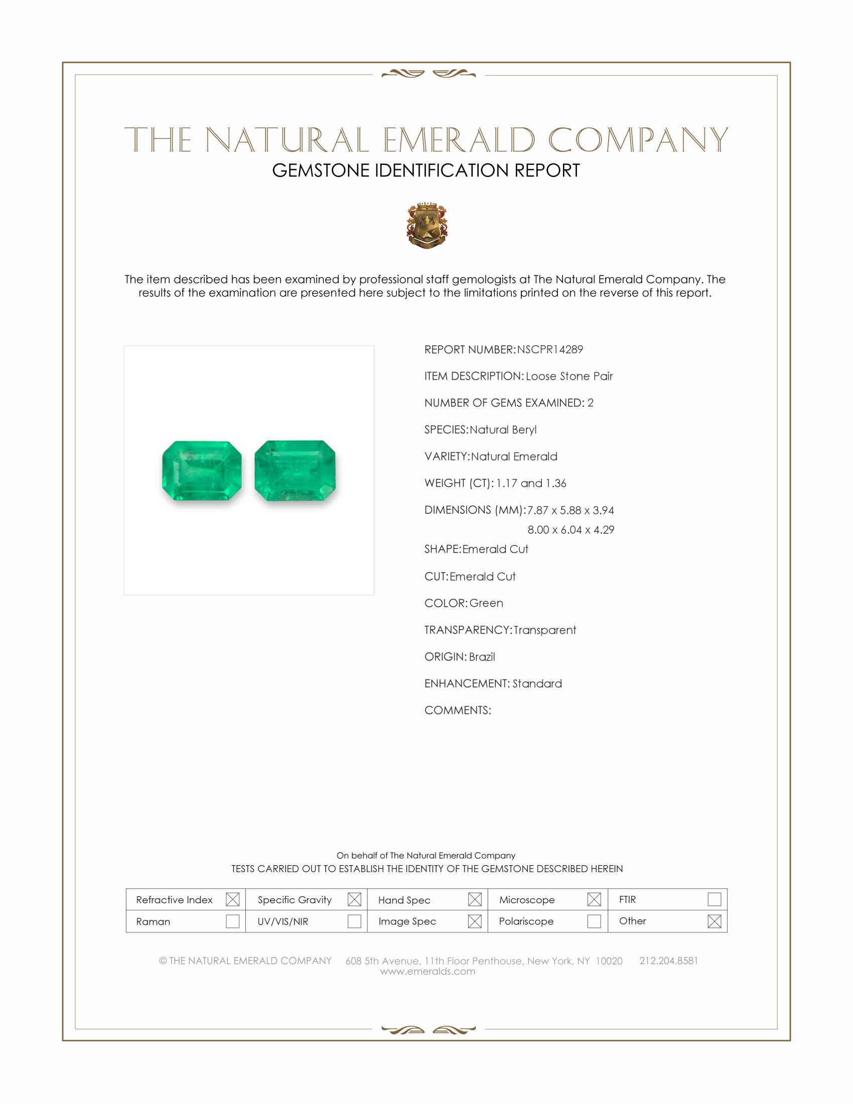 2.53 Ct.Tw. Emerald Pair from Brazil