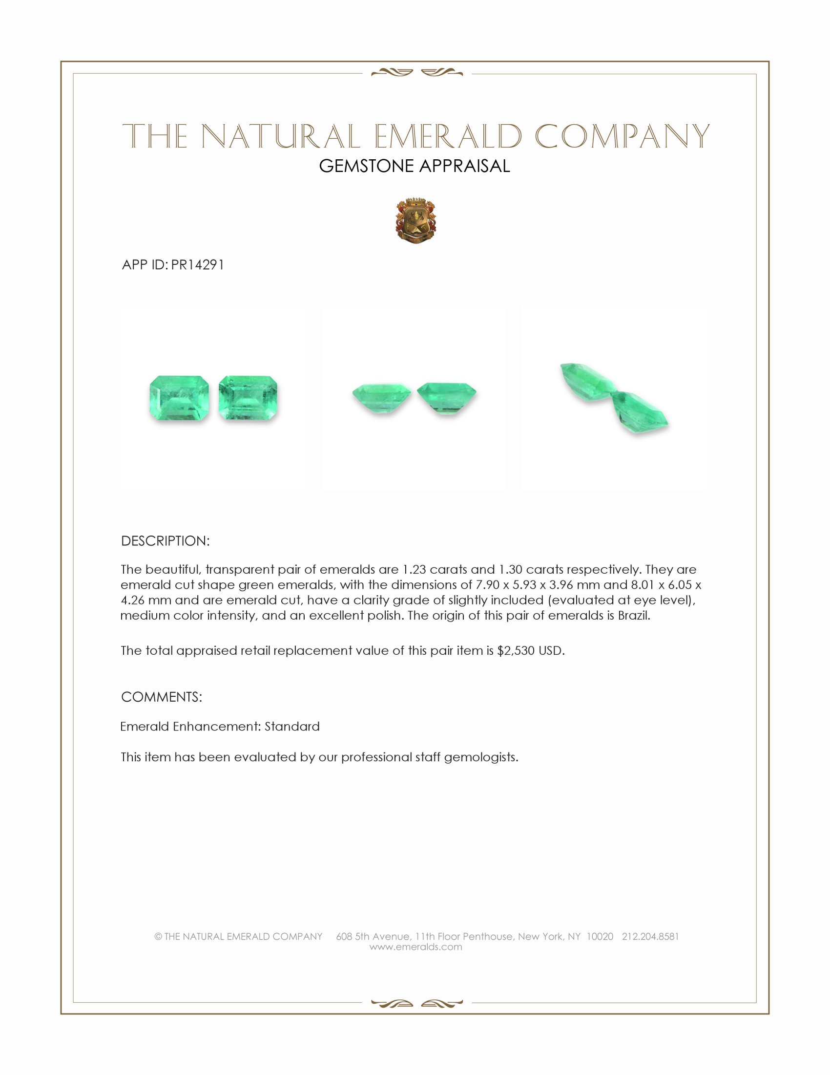 2.53 Ct.Tw. Emerald Pair from Brazil