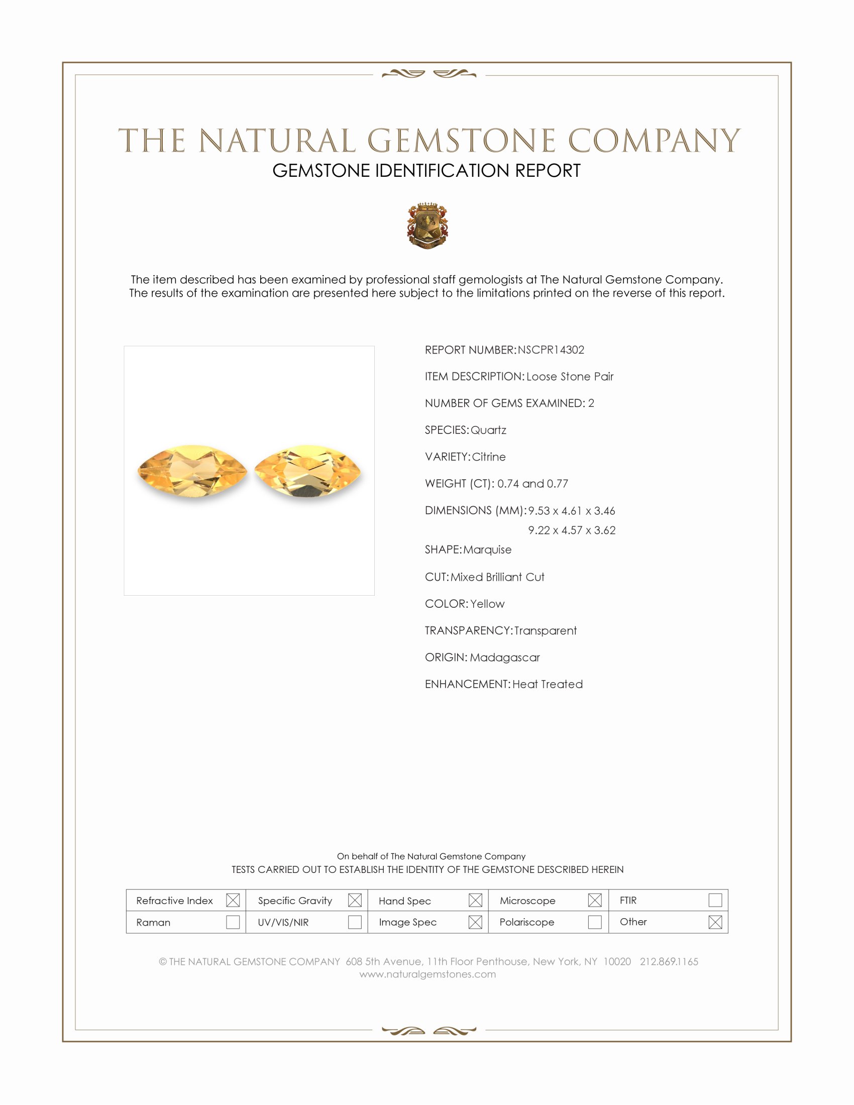 1.51 Ct.Tw. Yellow Citrine Pair from Madagascar