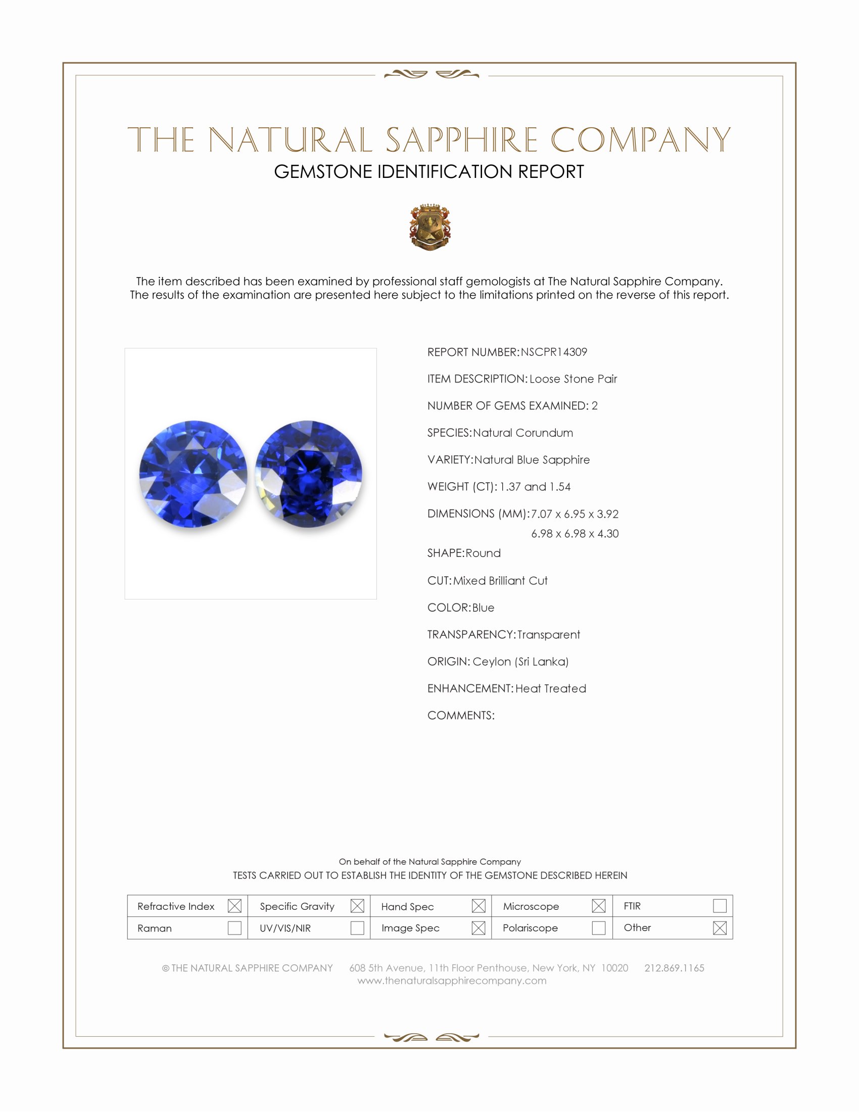 2.91 Ct.Tw. Blue Sapphire Pair from Ceylon (Sri Lanka)