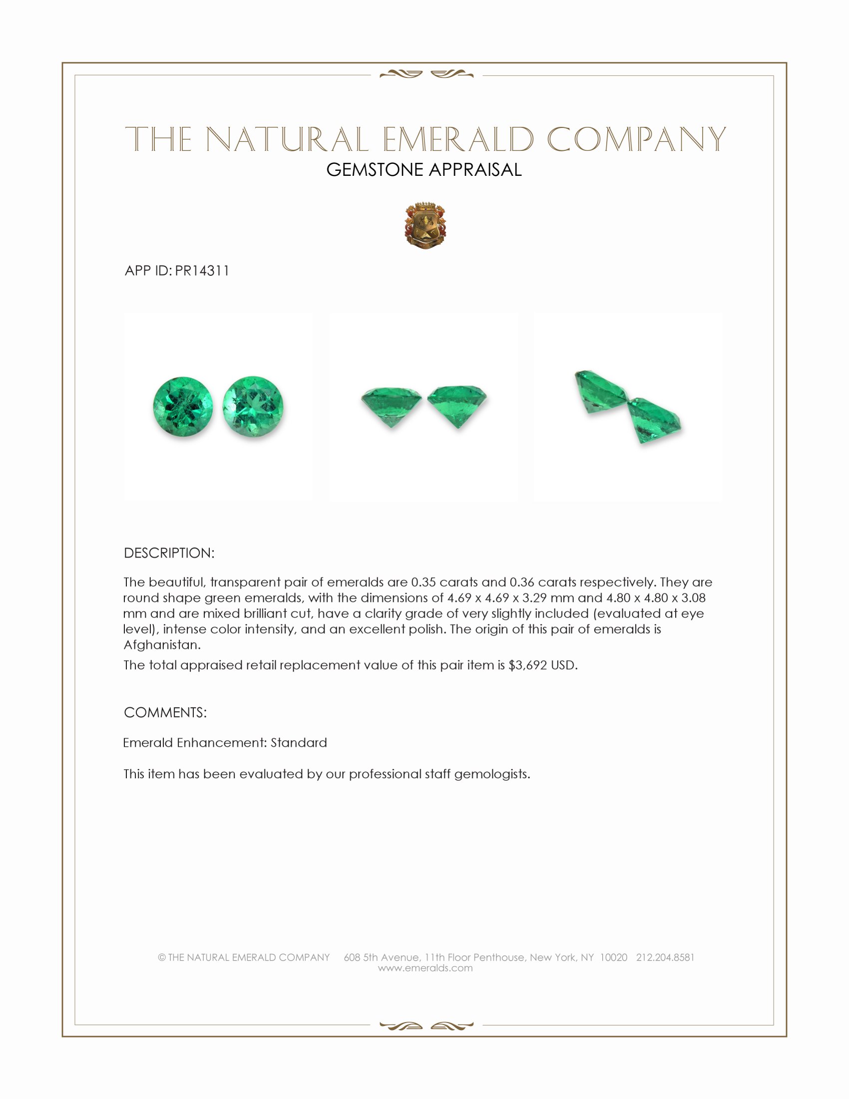 0.71 Ct.Tw. Emerald Pair from Afghanistan