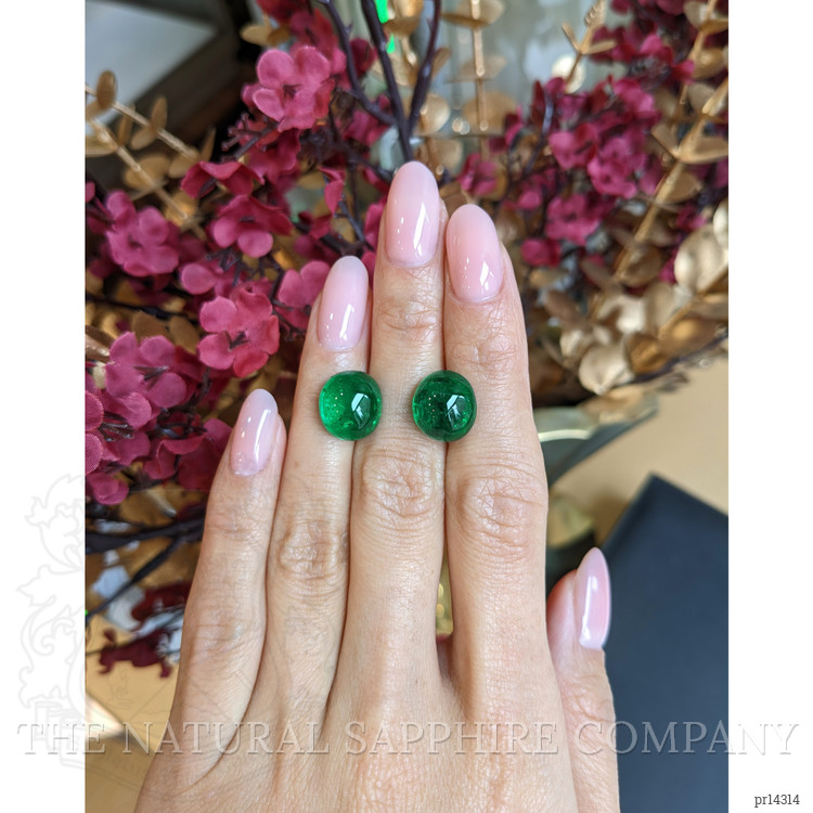 14.87 Ct.Tw. Cabochon Emerald Pair from Colombia