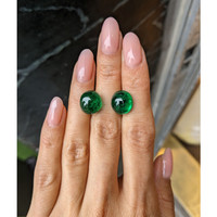 14.87 Ct.Tw.Total Carat Weight Cabochon Emerald Pair from Colombia Life Style