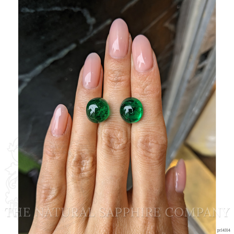 14.87 Ct.Tw. Cabochon Emerald Pair from Colombia