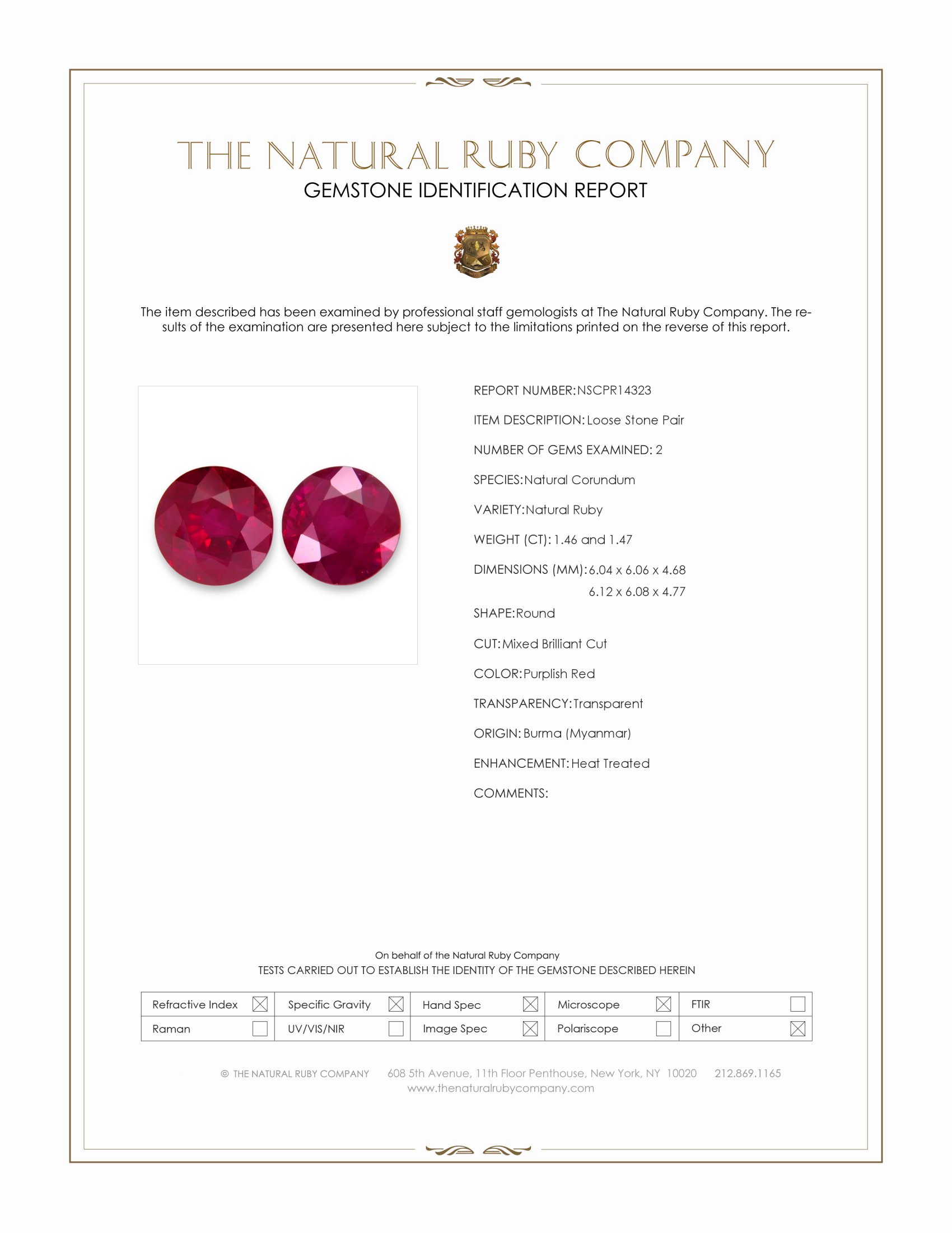 2.93 Ct.Tw. Purplish Red Ruby Pair from Burma (Myanmar)
