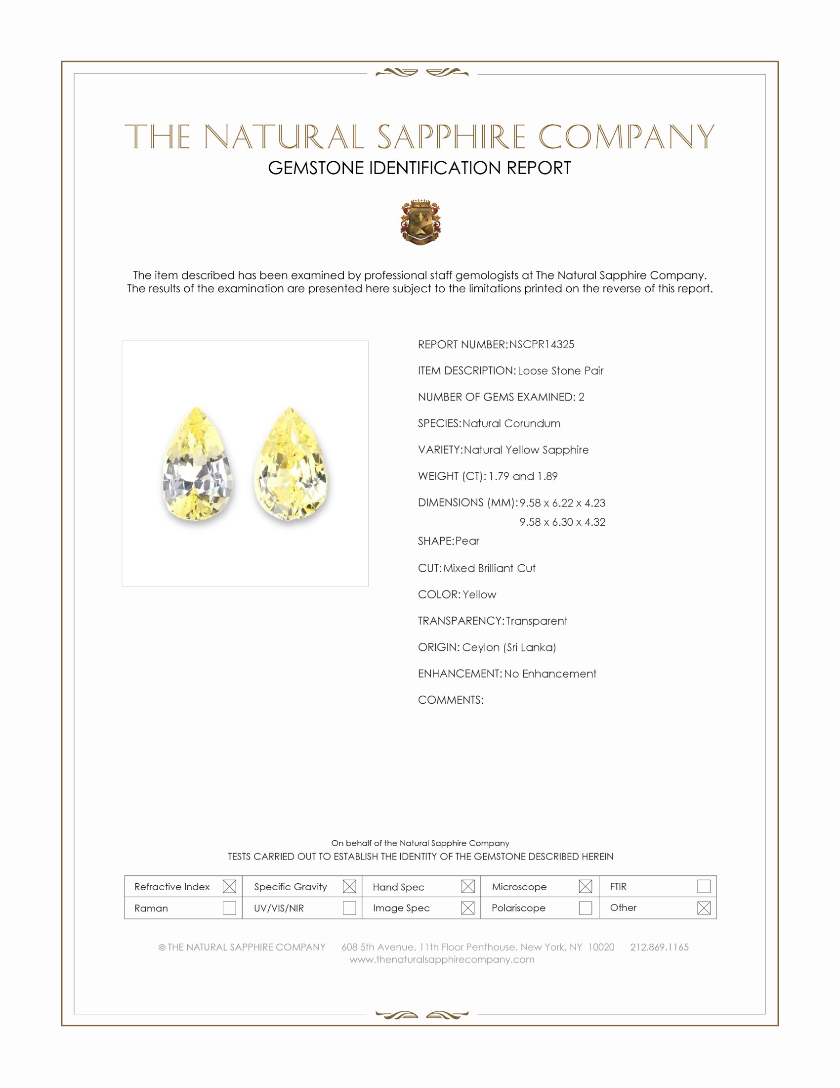 3.68 Ct.Tw. Yellow Sapphire Pair from Ceylon (Sri Lanka)