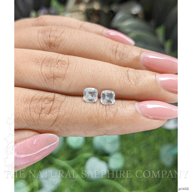 1.60 Ct.Tw. White Sapphire Pair from Ceylon (Sri Lanka)