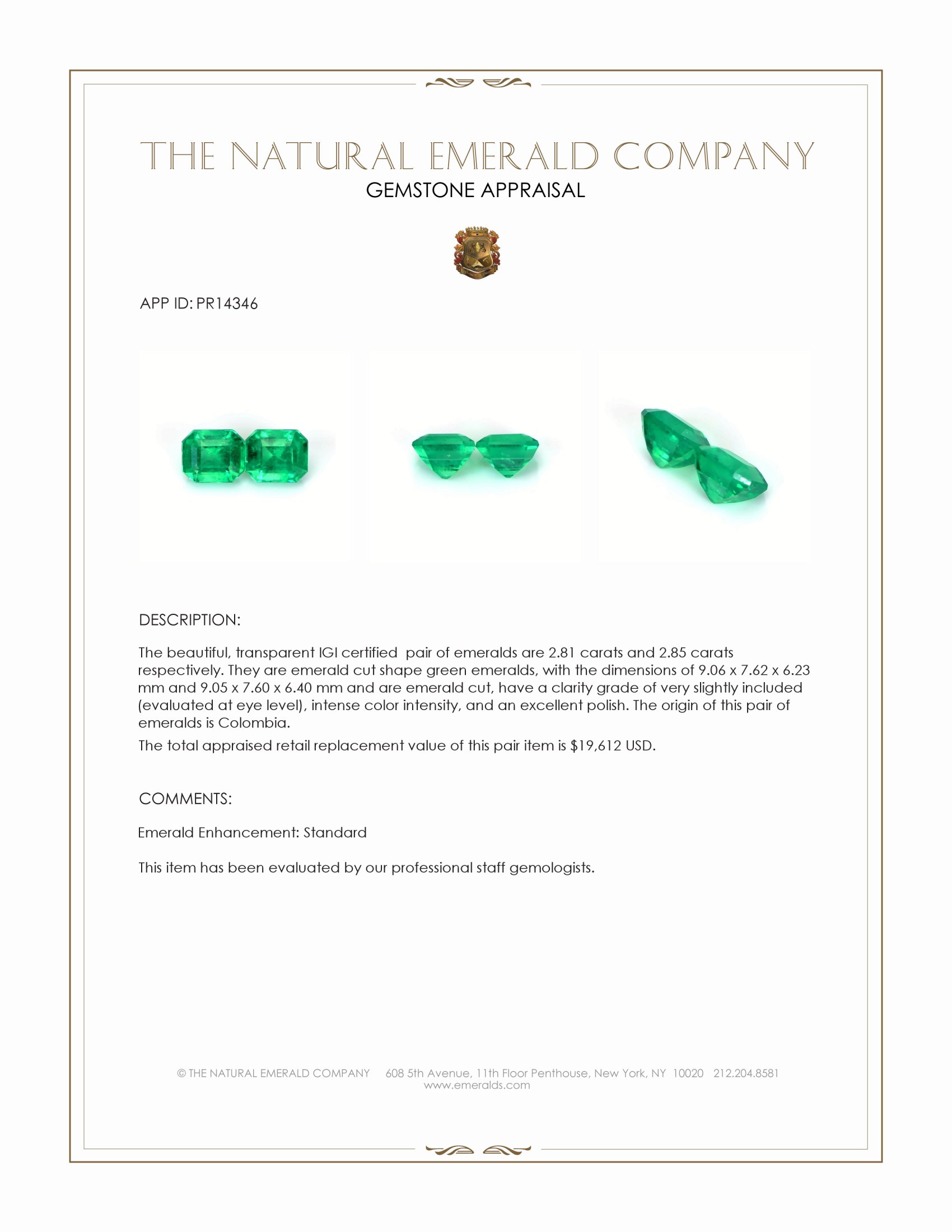 5.66 Ct.Tw. Emerald Pair from Colombia