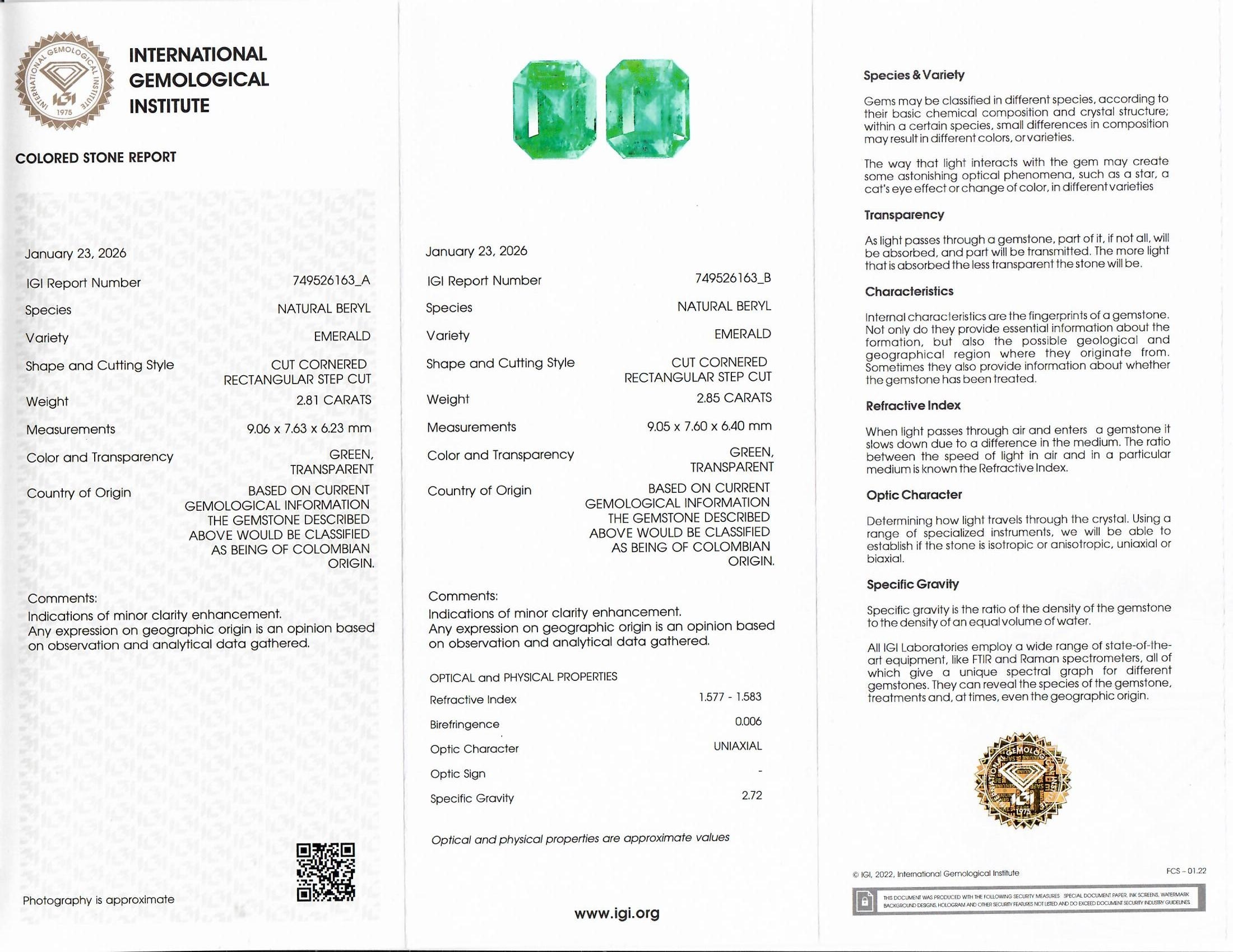 5.66 Ct.Tw. Emerald Pair from Colombia