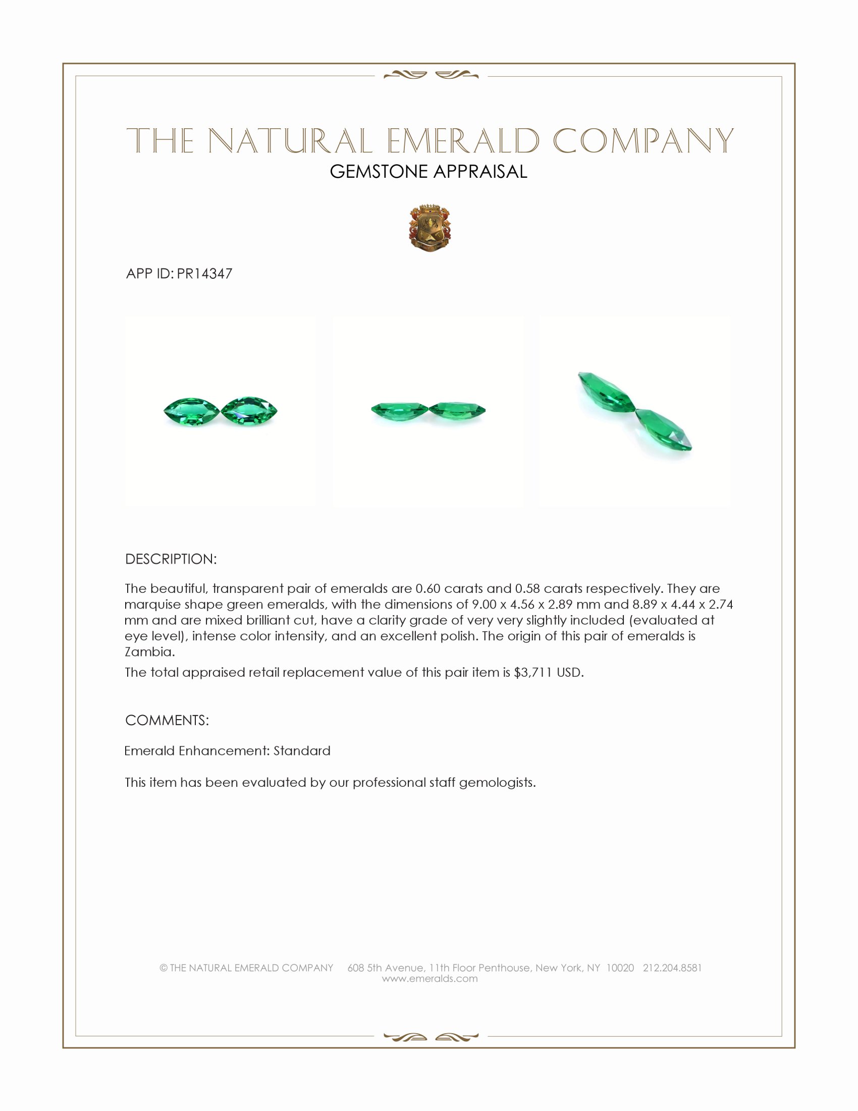 1.18 Ct.Tw. Emerald Pair from Zambia