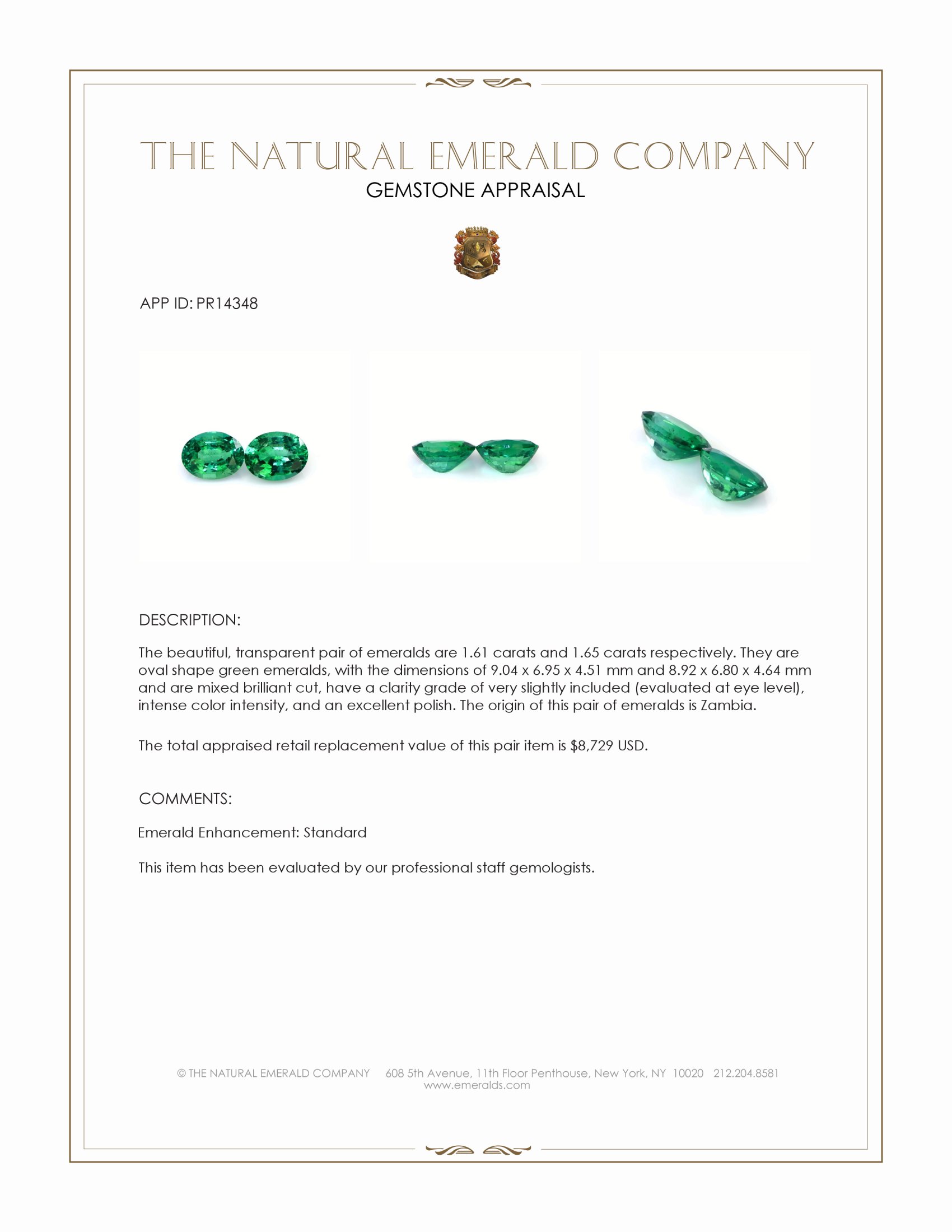 3.26 Ct.Tw. Emerald Pair from Zambia
