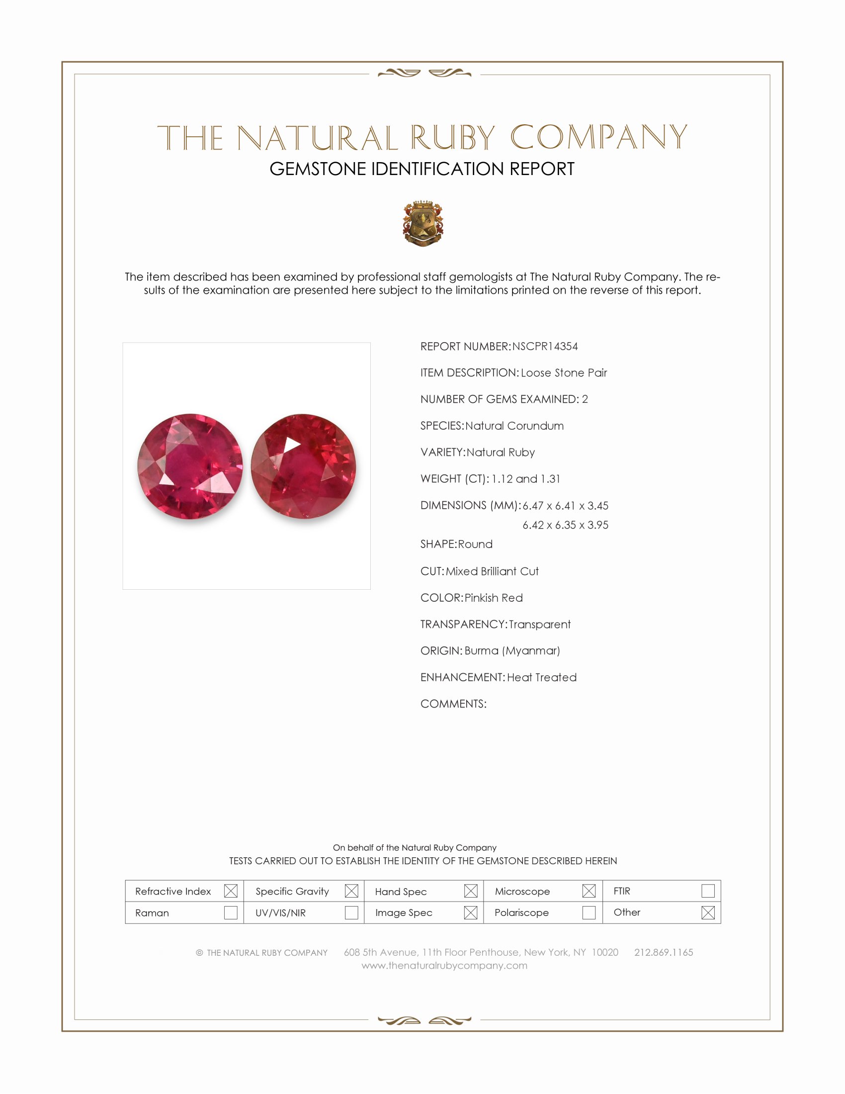 2.43 Ct.Tw. Pinkish Red Ruby Pair from Burma (Myanmar)