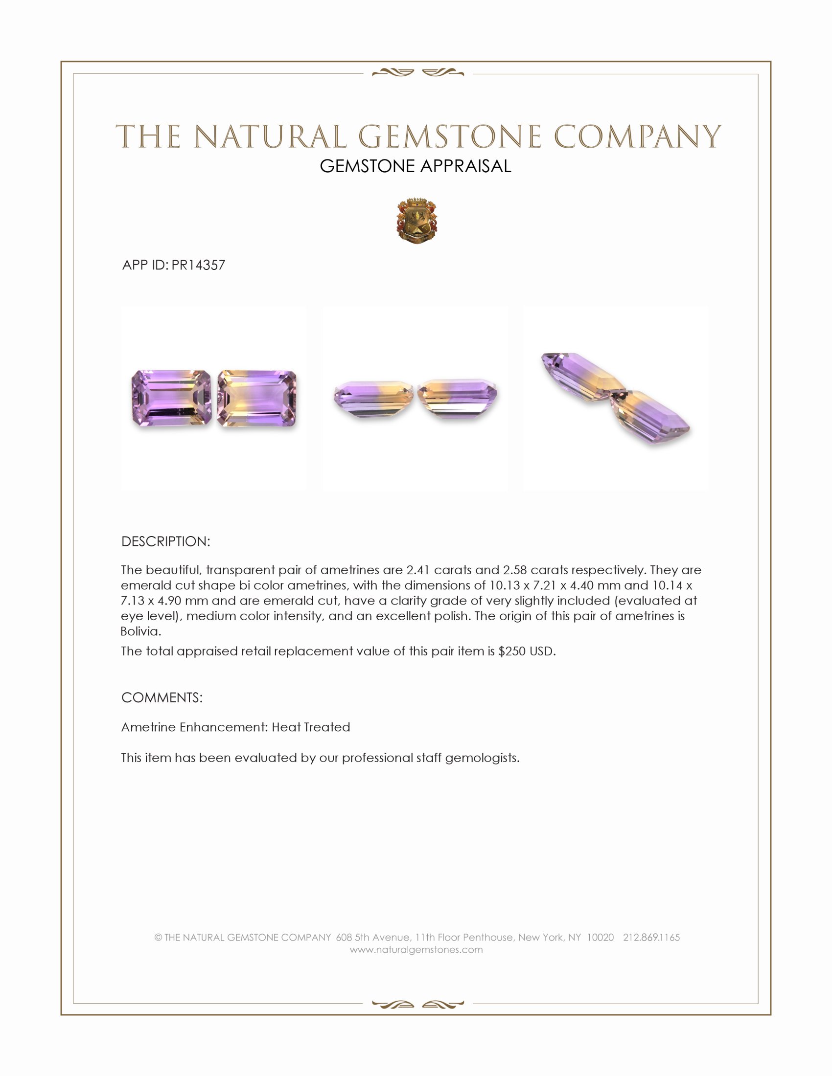 4.99 Ct.Tw. Bi Color Ametrine Pair from Bolivia