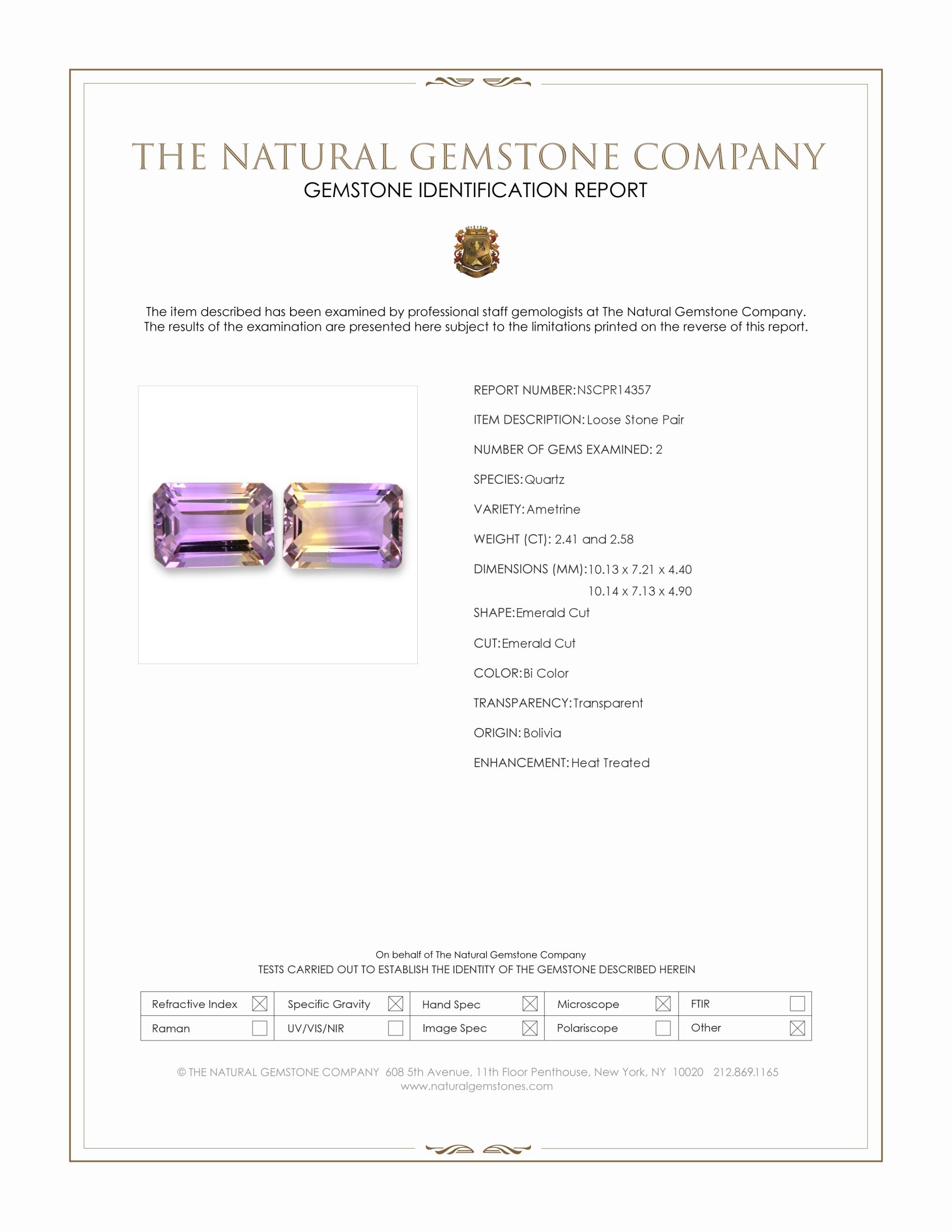4.99 Ct.Tw. Bi Color Ametrine Pair from Bolivia