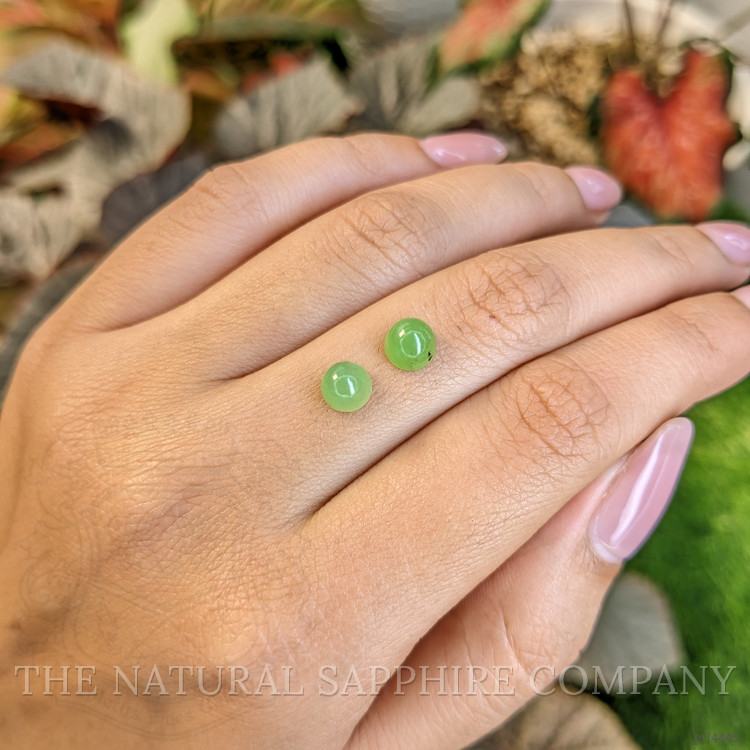 2.67 Ct.Tw. Yellowish Green Cabochon Jade Pair from Burma (Myanmar)