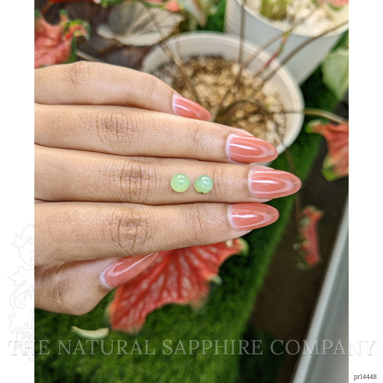 2.66 Ct.Tw. Green Cabochon Jade Pair from Burma (Myanmar)
