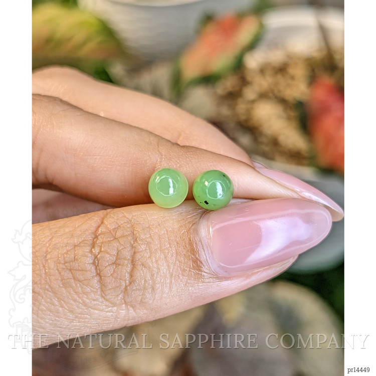 2.81 Ct.Tw. Green Cabochon Jade Pair from Burma (Myanmar)