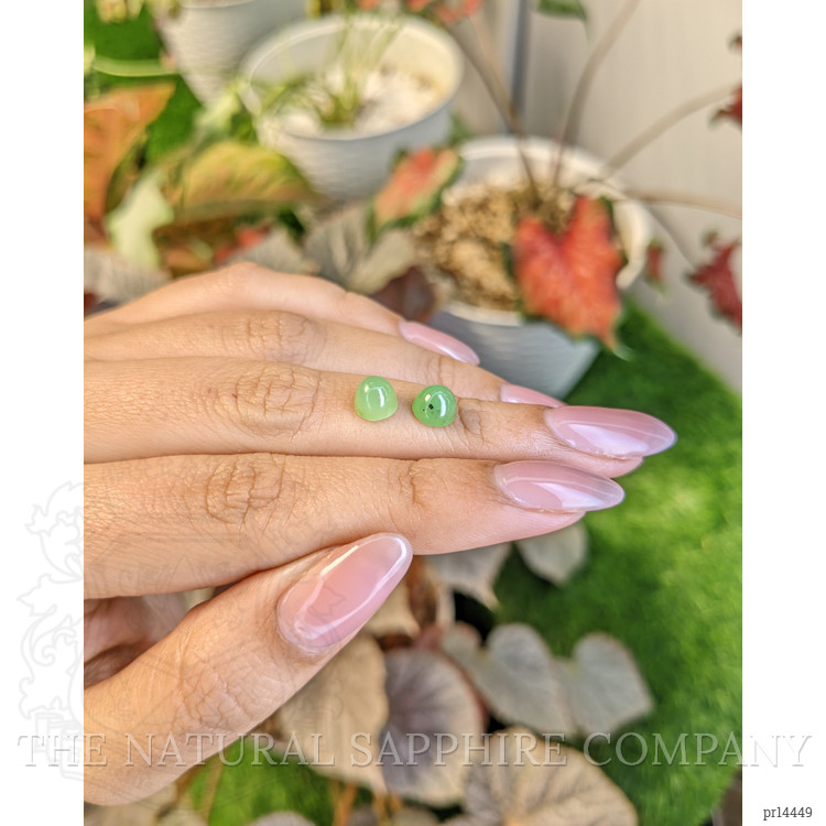2.81 Ct.Tw. Green Cabochon Jade Pair from Burma (Myanmar)