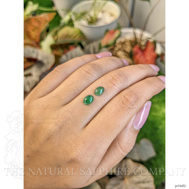 1.50 Ct.Tw. Green Cabochon Jade Pair from Burma (Myanmar)